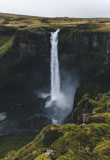 istock aerial view of dramatic Haifoss waterfall in Iceland 1046997844