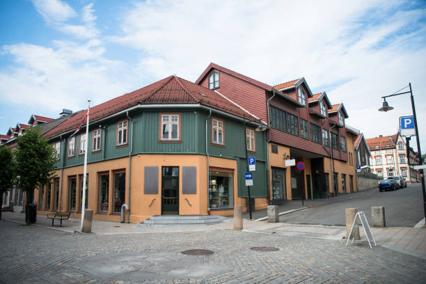 istock urban street with beautiful building, Hamar, Hedmark, Norway 1047006488