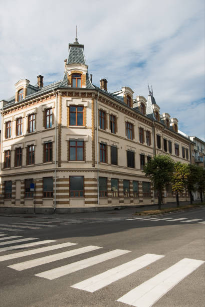 istock beautiful building and pedestrian crossing, Hamar, Hedmark, Norway 1047006518