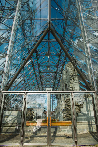 istock cathedral ruins behind inside glass building, Hamar, Hedmark, Norway 1047007276