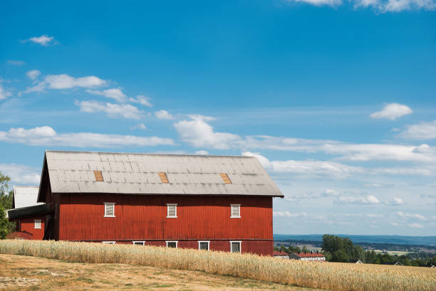 Old Weathered Red Barn with field-Howard County, Indiana