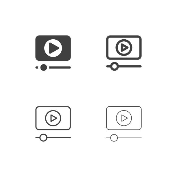 video-player icons - multi serie - vector icon video stock-grafiken, -clipart, -cartoons und -symbole