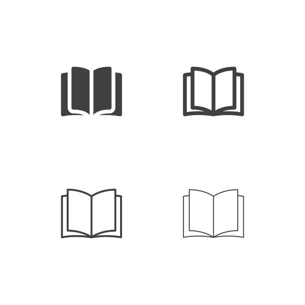 иконки книги отверстия - multi серия - рассказывать сказки stock illustrations