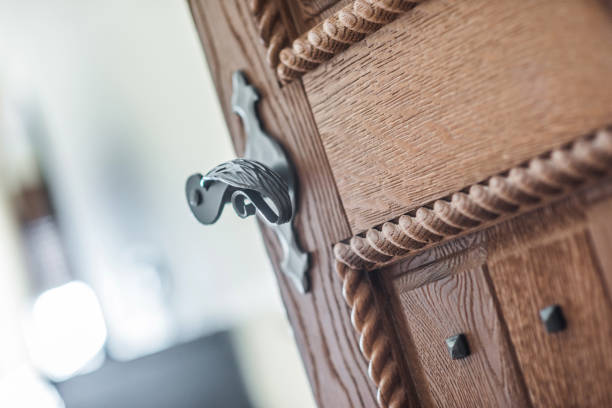 New wood door with metal handle