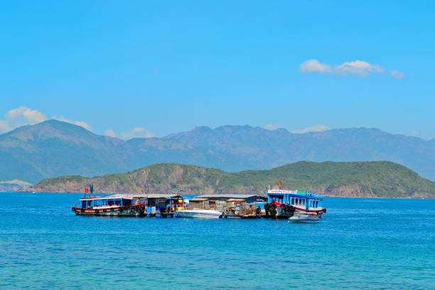 Small boats in front of certain islands