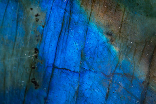 istock Macro mineral stone Labradorite on white background 1047017380