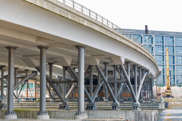 istock Modern bridge over Westhafen canal in Berlin, Germany. 1047020638