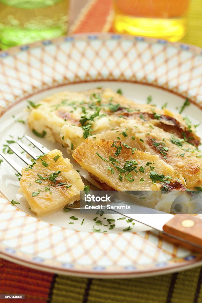 potato and kohlrabi gratin  Casserole Stock Photo