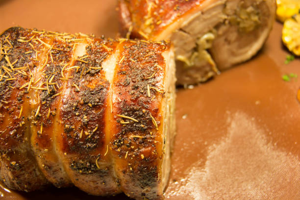 istock Baked pork belly with spices. Rustic style 1047031698