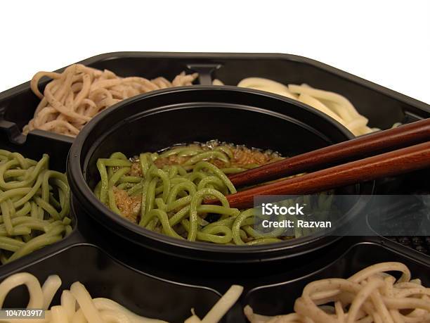 Box Of Soba Noodles With Chopsticks On A White Backdrop Stock Photo - Download Image Now