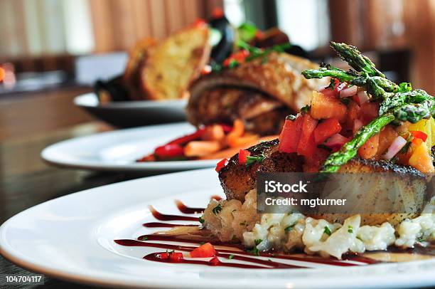 Restaurant Plates Stock Photo - Download Image Now - Restaurant, Gourmet, Food