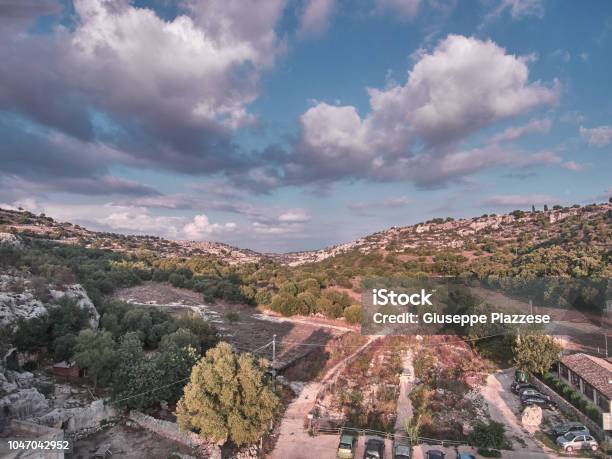 Aerial View Of The Cava A Natural Cave In Sicily During A Summer Day Afternoon Stock Photo - Download Image Now