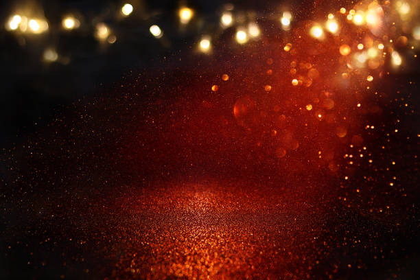 istock Red, black and gold glitter lights background. defocused. 1047053896
