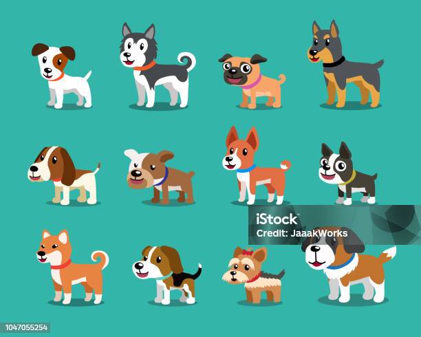 Diverso Tipo Di Cani Da Cartone Animato - Immagini vettoriali stock e altre immagini di Cane - Cane, Cagnolino, Vettoriale