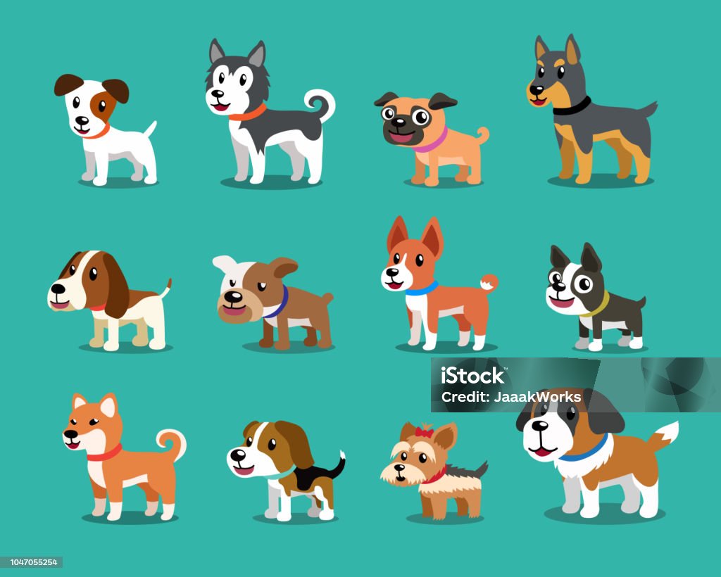 Different type of cartoon dogs Different type of cartoon dogs for design. Dog stock vector