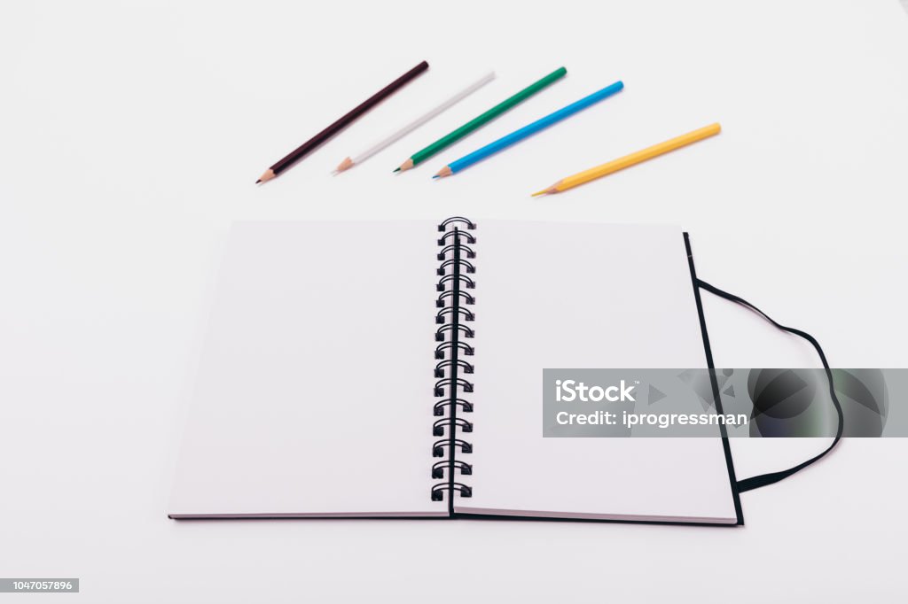 Open Notepad Writing Open Notepad With Spring With Two Blank Sheets Stock Photo - Download ...