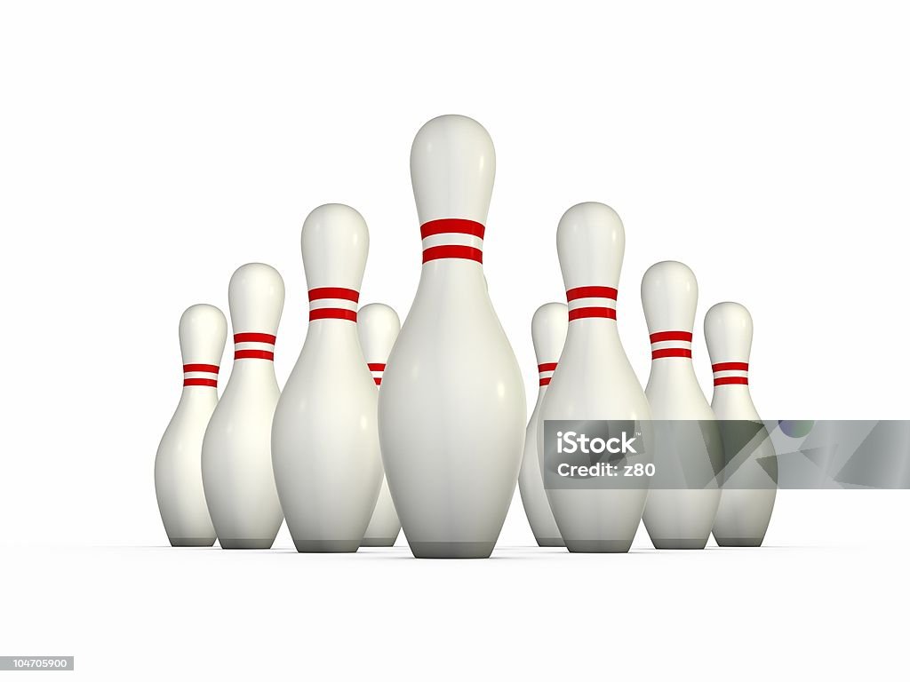 Dix isolé bowling pins - Photo de Activité libre de droits