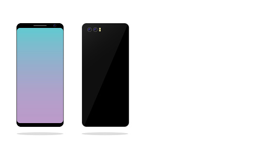 Phone Side Design Smartphone Front And Back On Left Side Of Frame Mock Up Design Of Both ...