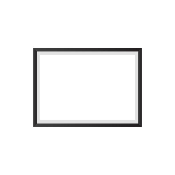 istock Realistic horizontal picture frame isolated on white background with black border. Photo Frame vector illustration. EPS10 compatible 1047062166