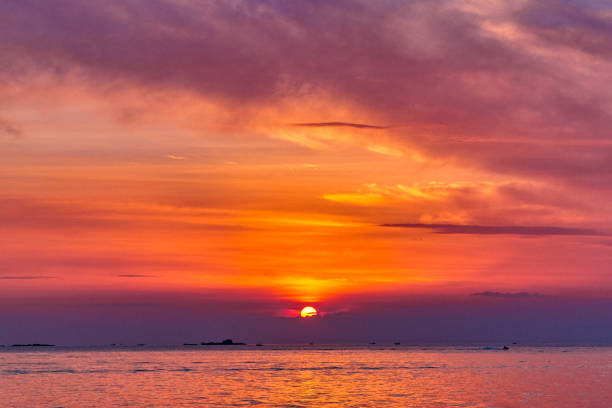 istock Idyllic sunset ocean bay view 1047071348