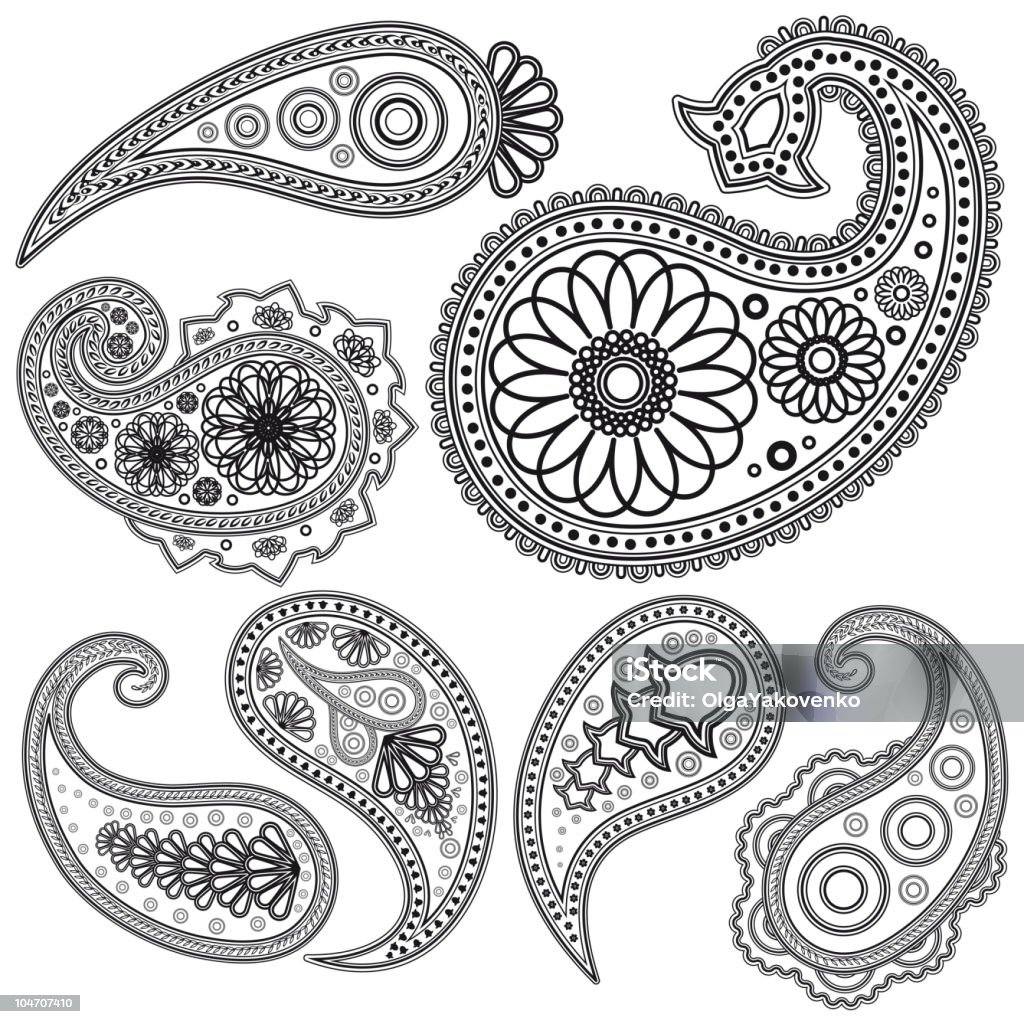 Set of Paisley elements.  Color Image stock vector