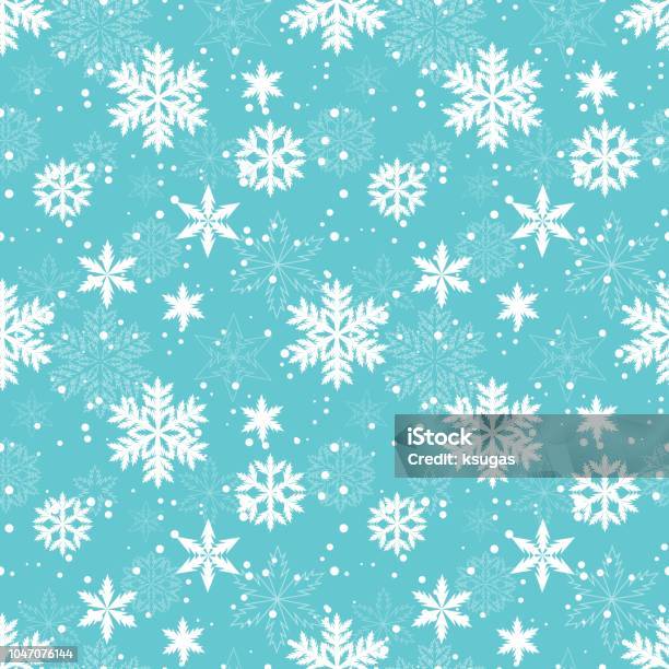 Modèle Sans Couture De Flocons Blancs Vector Vecteurs libres de droits et plus d'images vectorielles de Flocon de neige - Neige - Flocon de neige - Neige, Motif, Fond