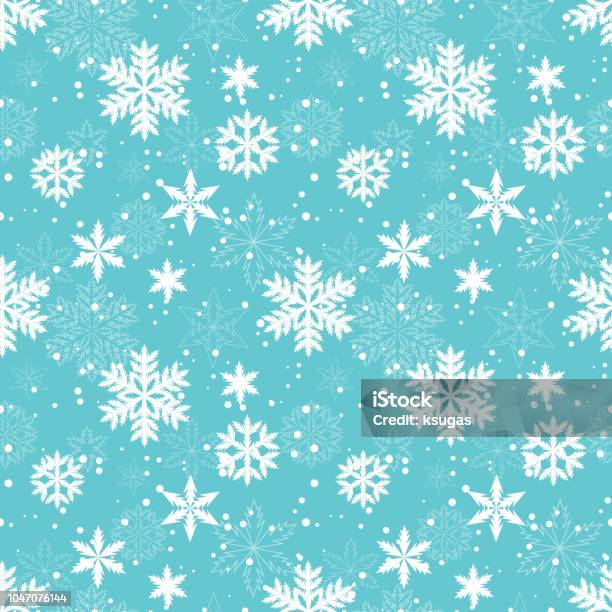 White Snowflakes Vector Seamless Pattern Stock Illustration - Download Image Now - Snowflake Shape, Pattern, Backgrounds