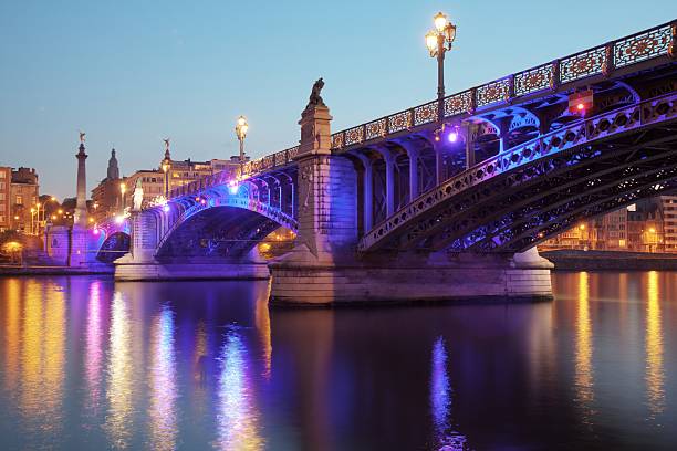Pont de Fragnee at night stock photo