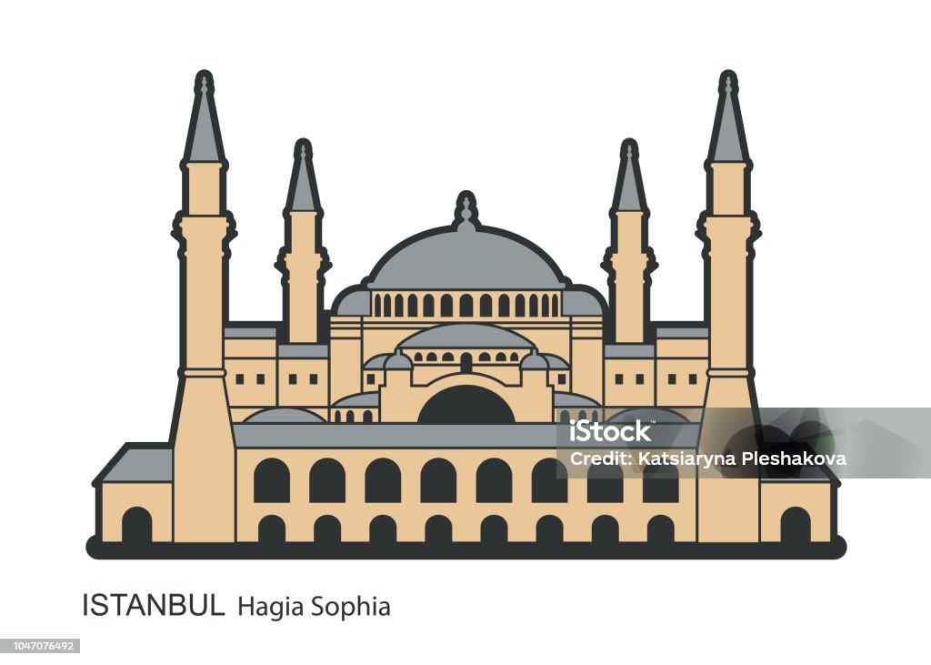 Hagia Sophia Ở Istanbul Thổ Nhĩ Kỳ Vector Minh Họa Biểu Tượng Phẳng Với  Viền Ngoài Hình minh họa Sẵn có - Tải xuống Hình ảnh Ngay bây giờ - iStock