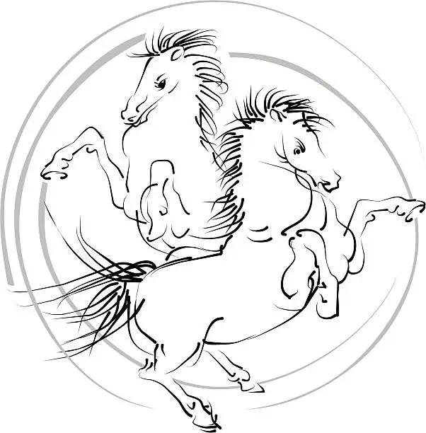 Vector illustration of Horses