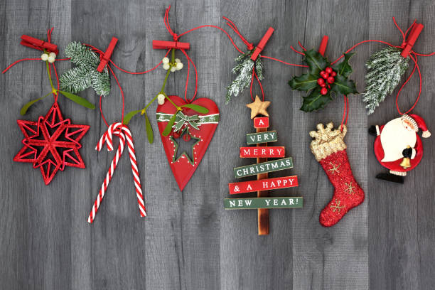 istock Hanging Christmas Decorations with Flora 1047082660