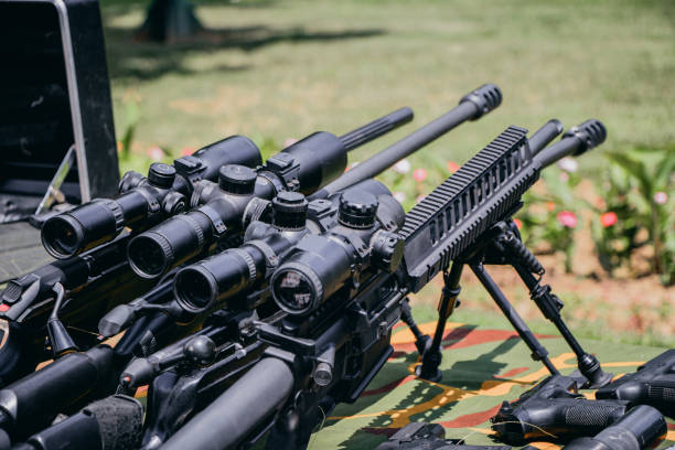 istock Sniper rifle outdoor. 1047083232