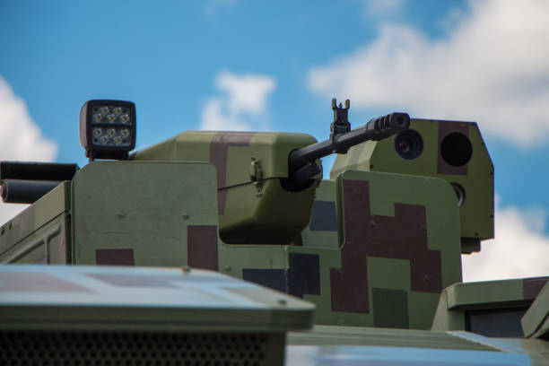 istock Machine gun installed on armored vehicles. 1047086004