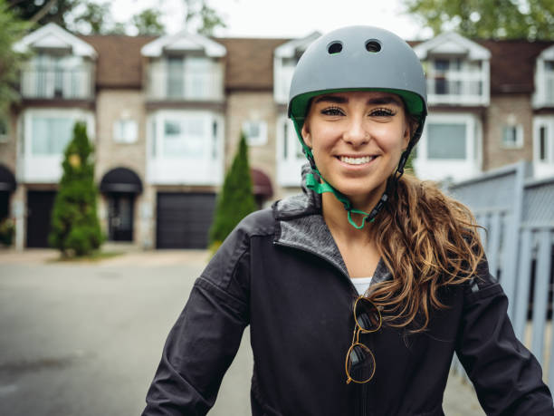 istock Young woman on cruiser bicycle 1047099226