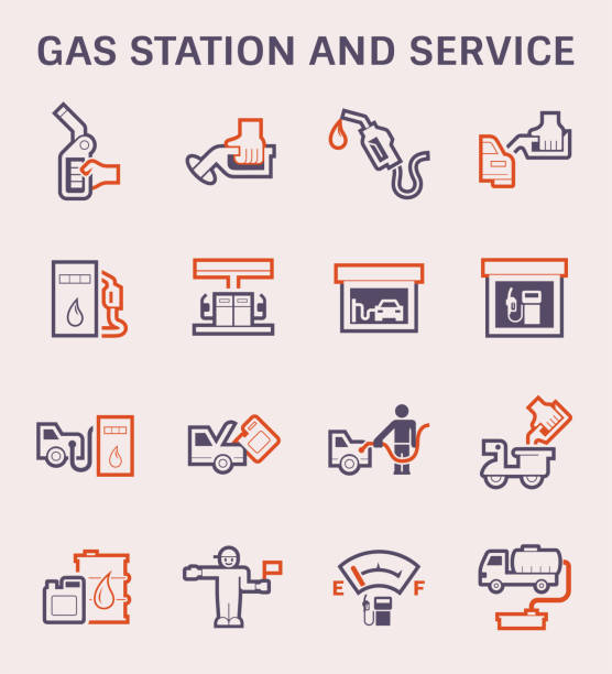 ikona stacji benzynowej - fuel pump gas station gasoline fossil fuel stock illustrations