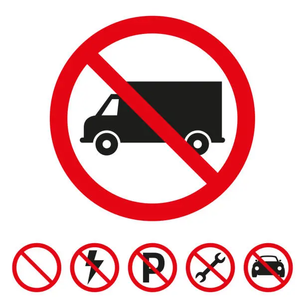 Vector illustration of No truck or no parking sign