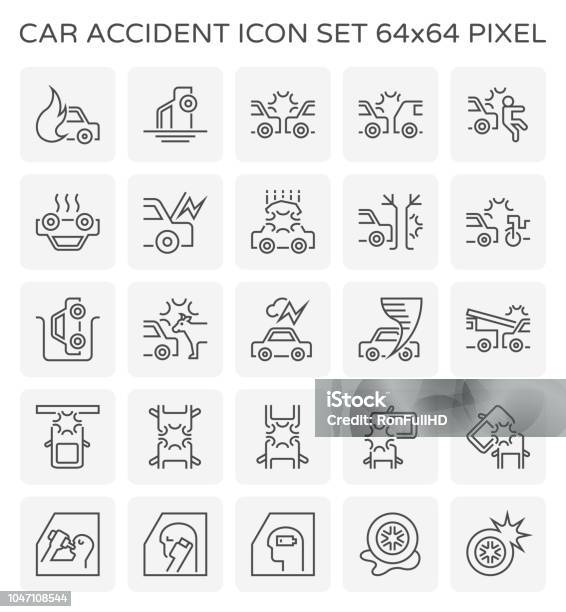 Car Accident Icon Stock Illustration - Download Image Now - Icon Symbol, Car Accident, Crash