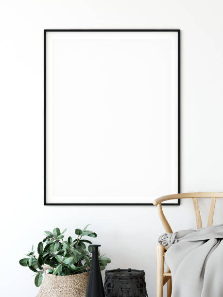 istock mock up posters in living room interior. Interior scandinavian style. 3d rendering, 3d illustration 1047109212