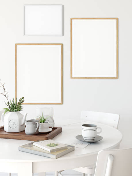 istock mock up posters in living room interior. Interior scandinavian style. 3d rendering, 3d illustration 1047109218