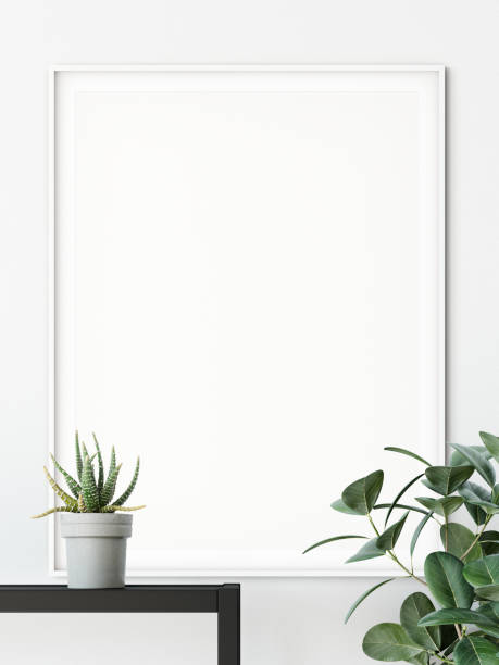 istock mock up posters in living room interior. Interior scandinavian style. 3d rendering, 3d illustration 1047111294