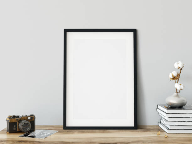istock mock up posters in living room interior. Interior scandinavian style. 3d rendering, 3d illustration 1047111300