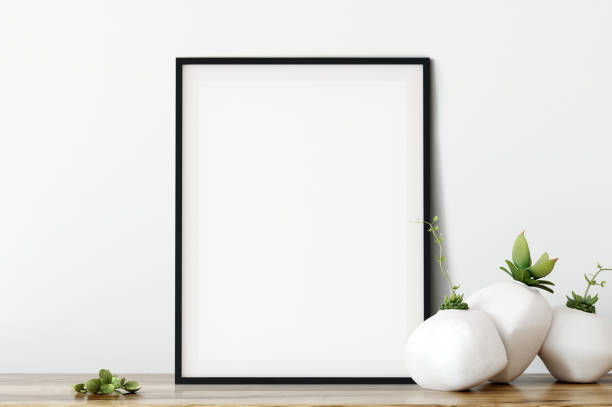 istock mock up posters in living room interior. Interior scandinavian style. 3d rendering, 3d illustration 1047111402
