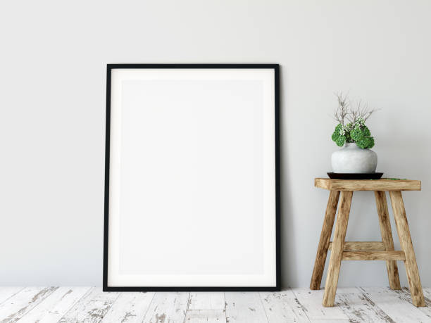 istock mock up posters in living room interior. Interior scandinavian style. 3d rendering, 3d illustration 1047111414