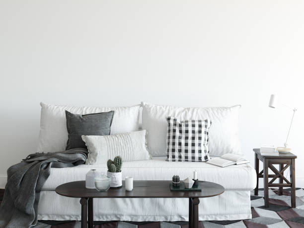 istock mock up wall interior. Scandinavian style. Wall art. 3d rendering, 3d illustration 1047111454