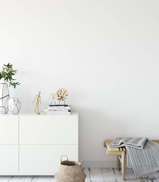 istock mock up wall interior. Scandinavian style. Wall art. 3d rendering, 3d illustration 1047111588