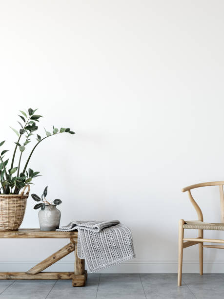 istock mock up wall interior. Scandinavian style. Wall art. 3d rendering, 3d illustration 1047111672