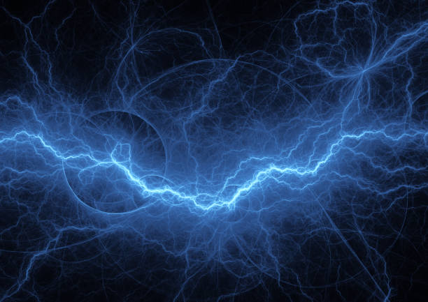 istock Blue fractal lightning, abstract electrical background 1047125664