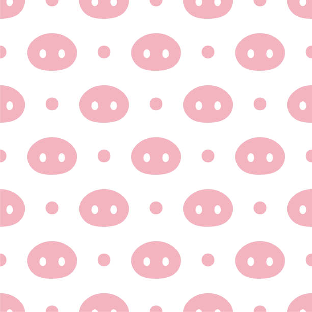 Pig Cute Seamless Pattern cute pig seamless pattern background, vector illustration farm cartoon animal child stock illustrations