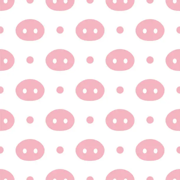 Vector illustration of Pig Cute Seamless Pattern