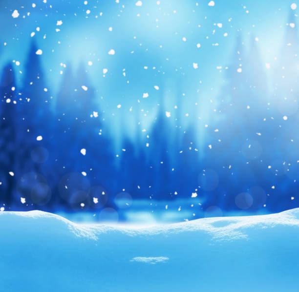 istock Christmas background with fir tree branch.Winter night landscape 1047143218